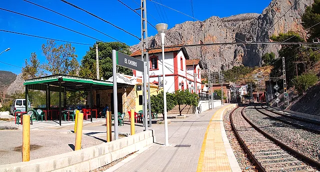 El Chorro-Caminito del Rey railway station under the cliffs