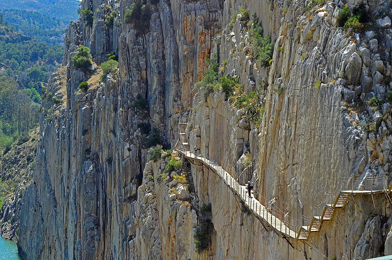 The walkway clinging to the sheer cliff of the Gaitanes gorge