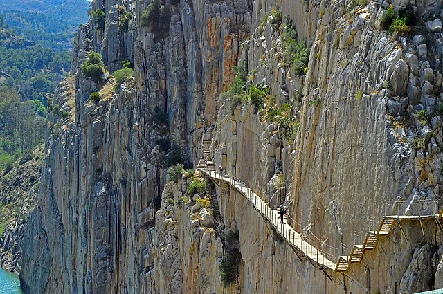 The walkway clinging to the sheer cliff of the Gaitanes gorge
